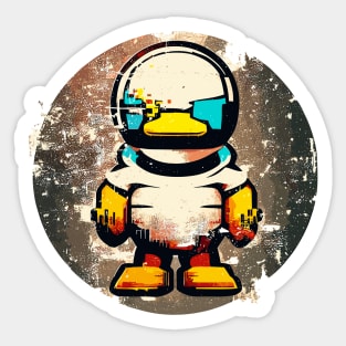 Street art retro pixe space astronaut duck Sticker